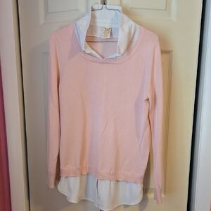 Faded Glory Peach Sweater with White Layered Shirt
